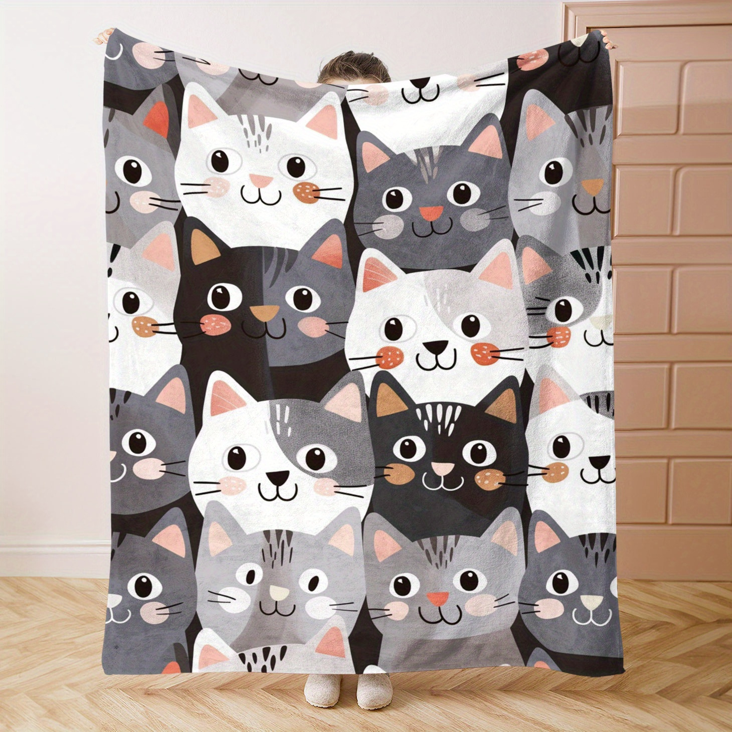 

Cat Print Flannel Throw Blanket – Soft, Comfortable, Lightweight, Warm – Digital Printing, Knitted Polyester For Bed, Sofa, Office, Camping & Travel – , Contemporary Style – 200-250 Gsm