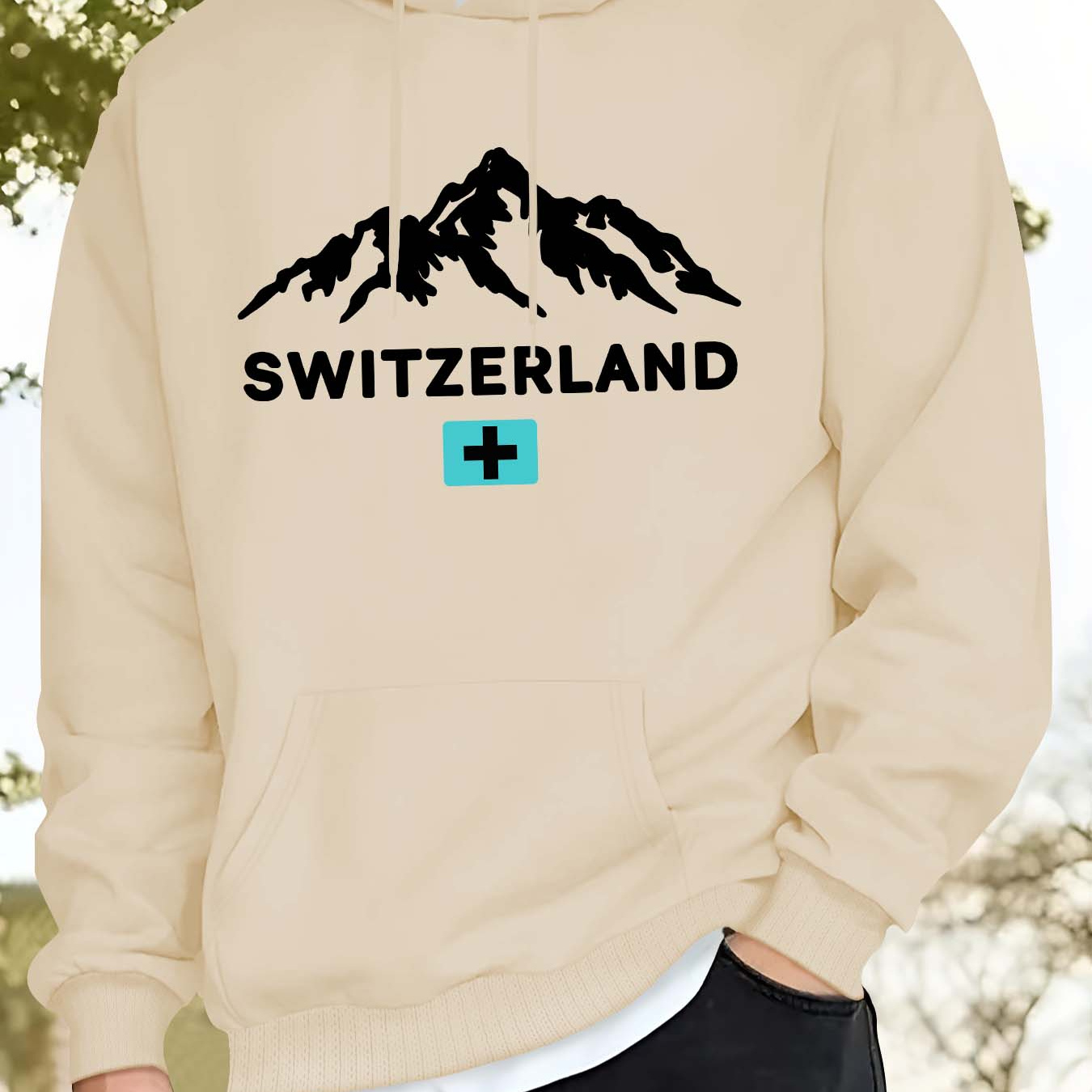 

Switzerland Printed Men' Pullover Hoodie, Autumn Winter Hooded Sweatshirt, Soft Fabric, Regular Fit