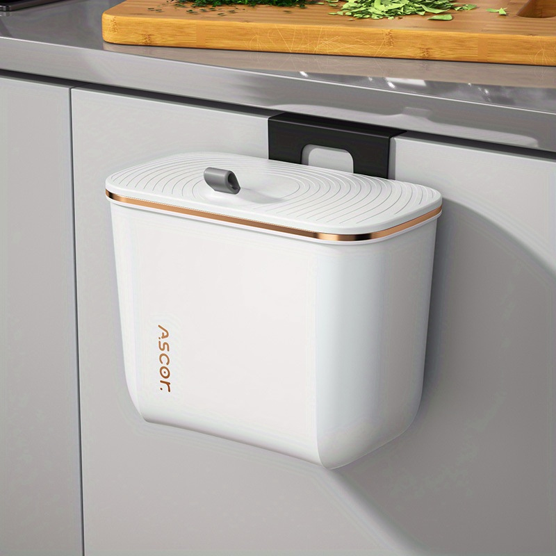 Image of 1pc 7l/9l Large Capacity Wall Mounted Paper Basket - Space-, Easy-to-clean, Versatile Garbage Bin For Bathroom, Toilet, Kitchen, Living Room, Bedroom, Hotels - Household Kitchen Accessories