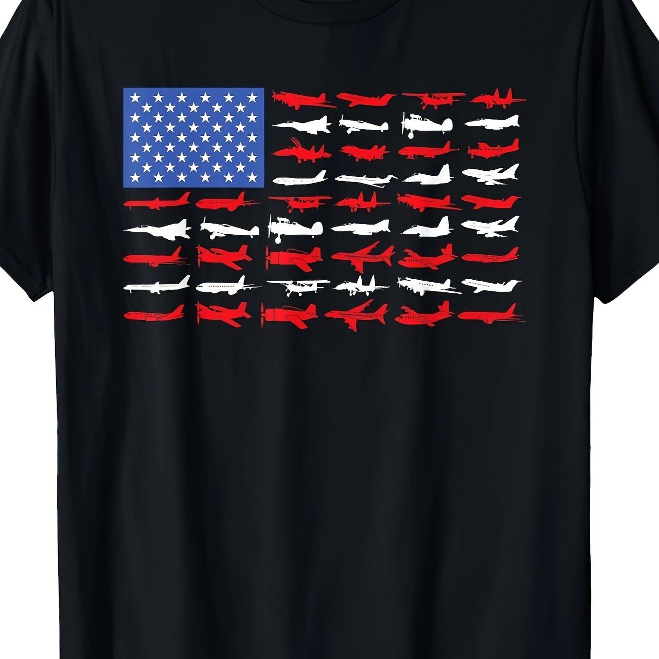 

Aircraft American Flag Aircraft Aviation Short-sleeved T-shirt