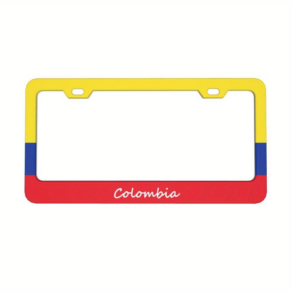 

Vintage-style Colombia Flag Stainless Steel License Plate Frame - Matte , Fits Front & Rear Of Cars, For Vehicles And Garages, Fit For Us & Canada, 12.3" X 6.3