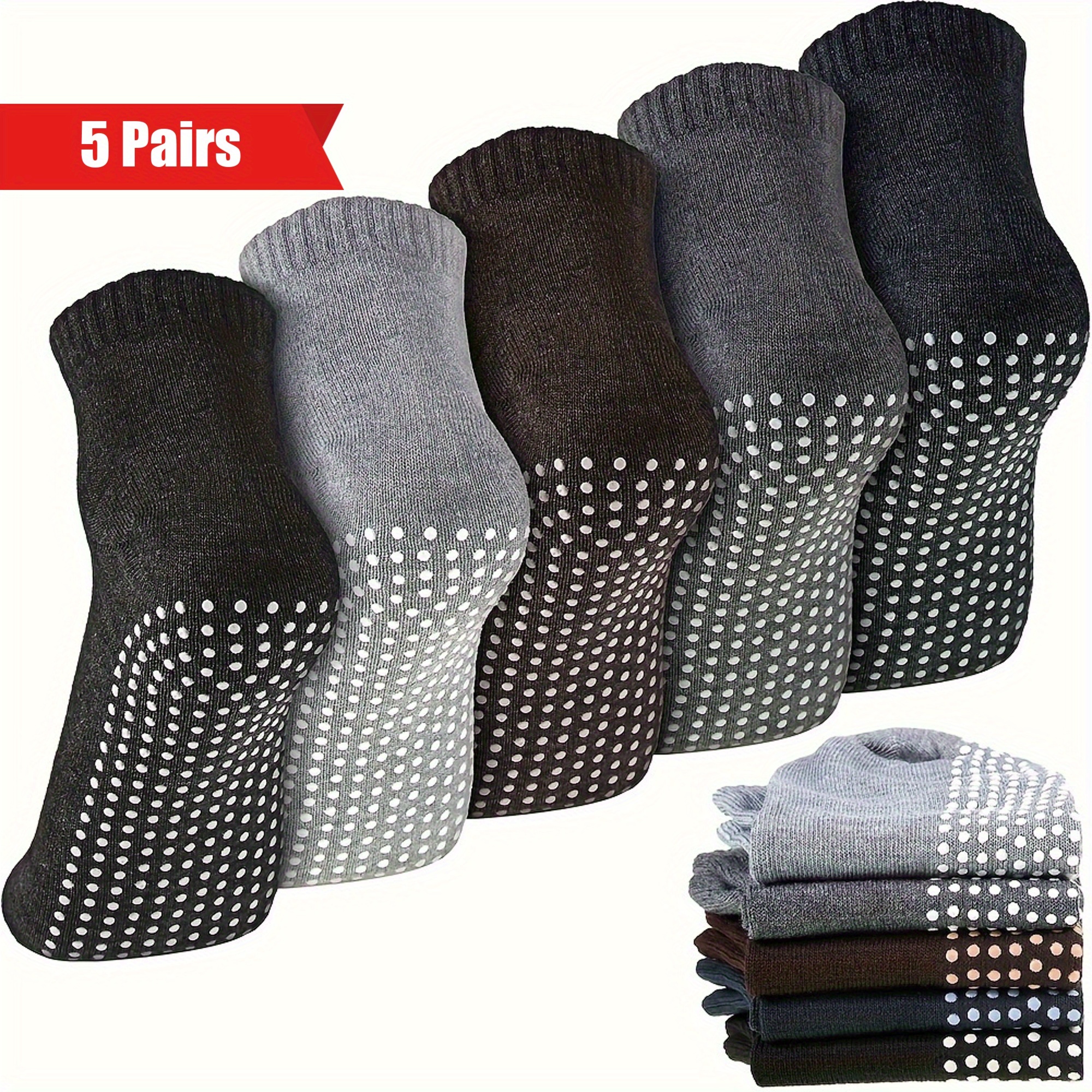 

5 Pairs Non-slip Socks Yoga Pilates Home Sports Athletic Socks