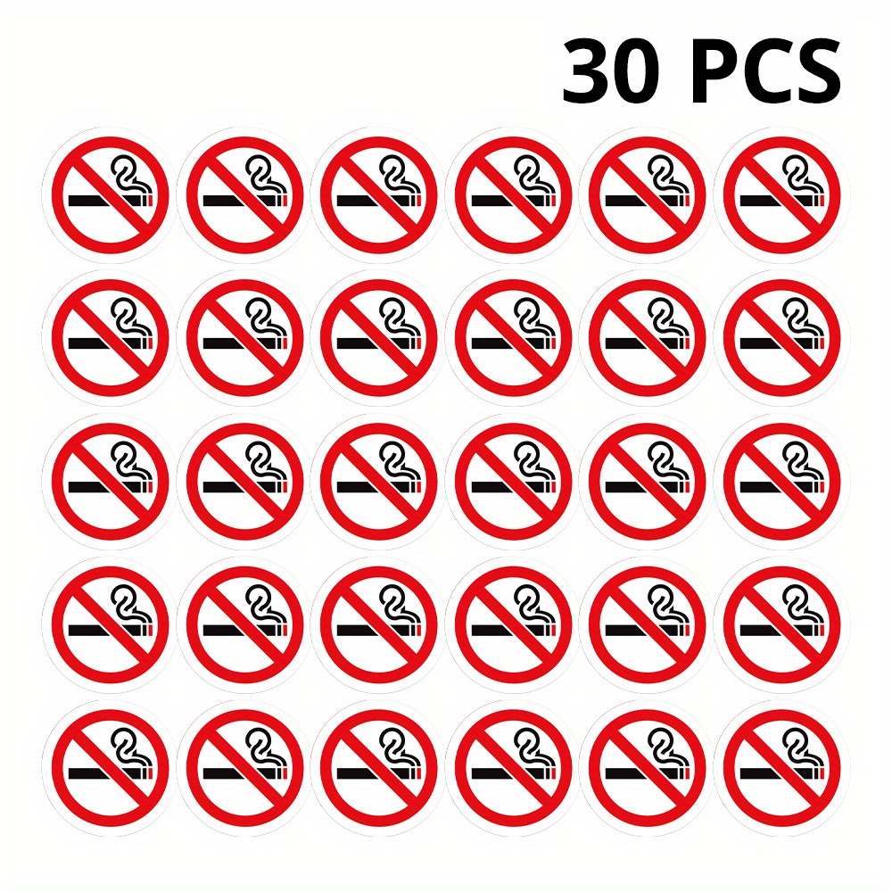 Image of 15/30 Pcs No Smoking Signs, Waterproof Self-adhesive Vinyl Stickers, Safety Labels For Industrial & Scientific Safety , Paper Material