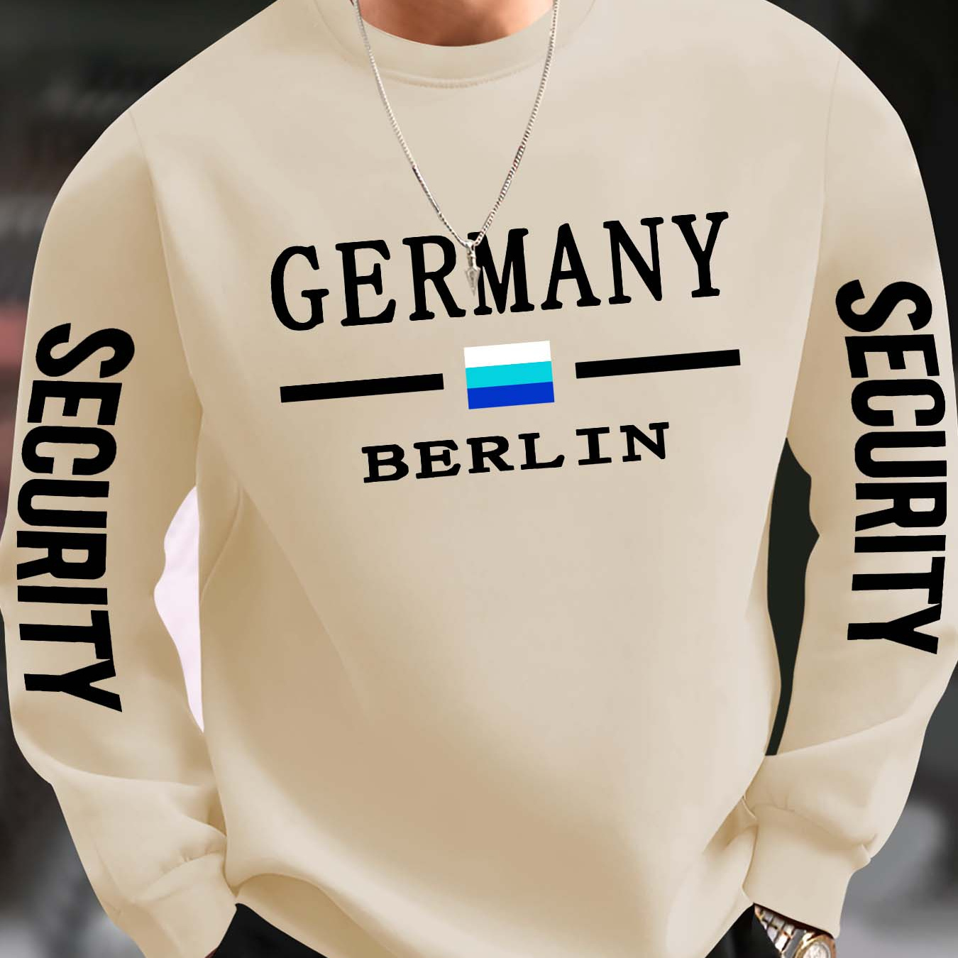 

Berlin Germany Security Graphic Casual Sweatshirt For Men - Crew Neck Polyester Knit Active Pullover With Stretch, Regular Fit Autumn/winter Sportswear