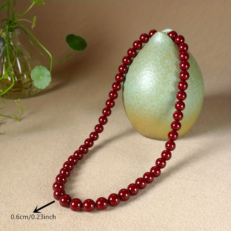 Raw Cinnabar Bead Necklace Tower Chain Sweater Chain