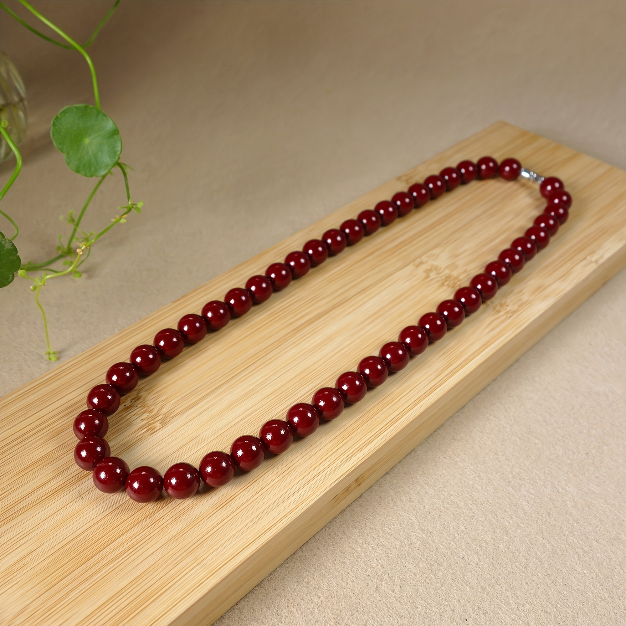 Raw Cinnabar Bead Necklace Tower Chain Sweater Chain