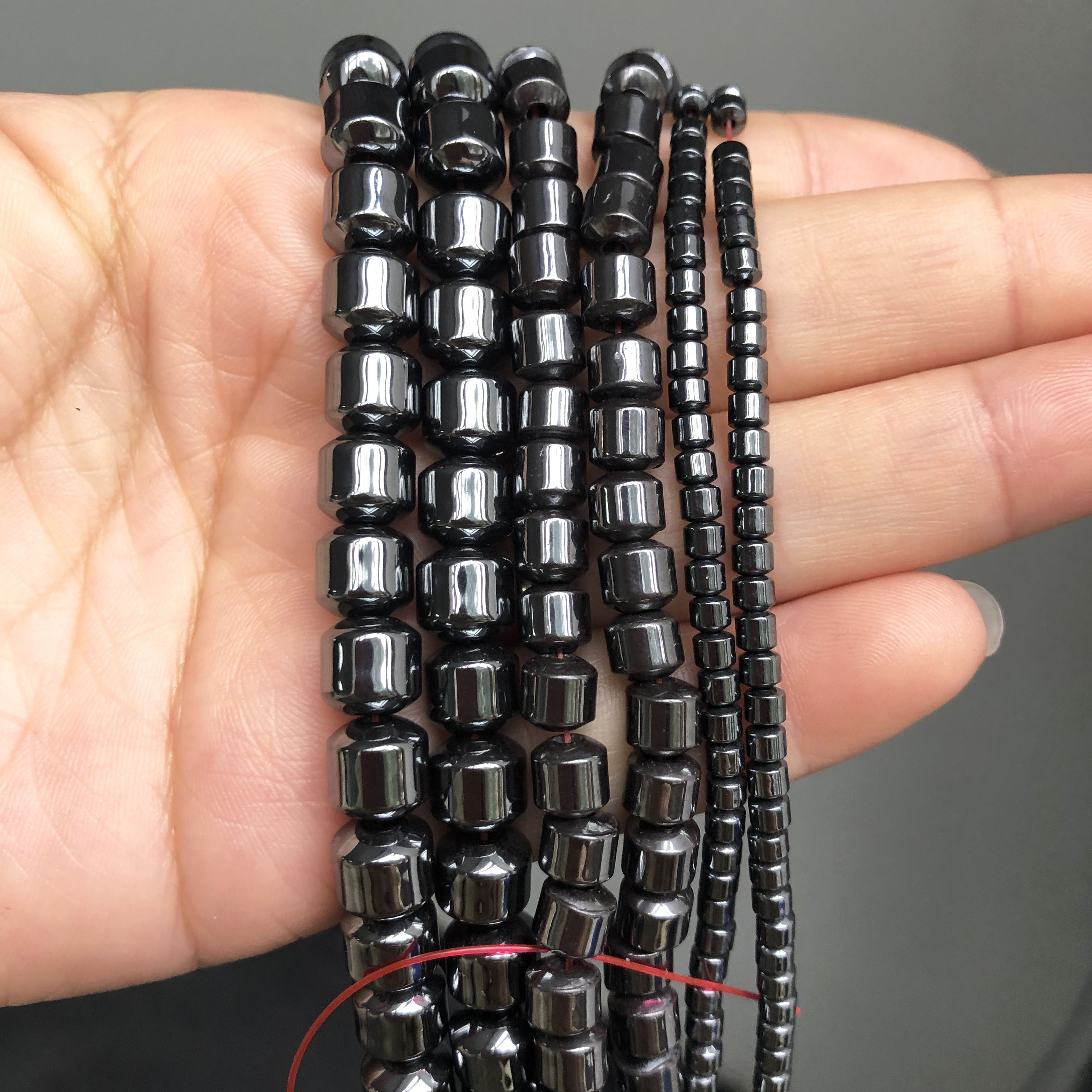 

Hematite Stone Beads For Making – 15" Strand Of Cylinder Spacer Beads In 3 Sizes (3*3mm, 6*5mm, 8*7mm) – Bracelets And Craft Projects, Beads For Jewelry Making