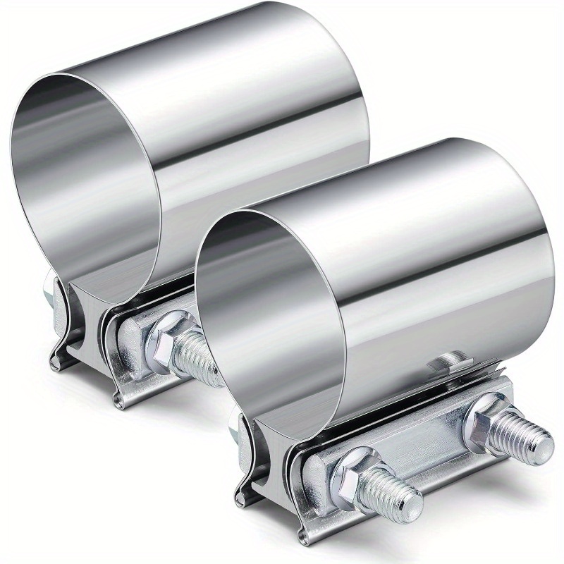 TEMU 2.5" Stainless Steel Butt Joint Exhaust Seal Band Clamp 2pcs