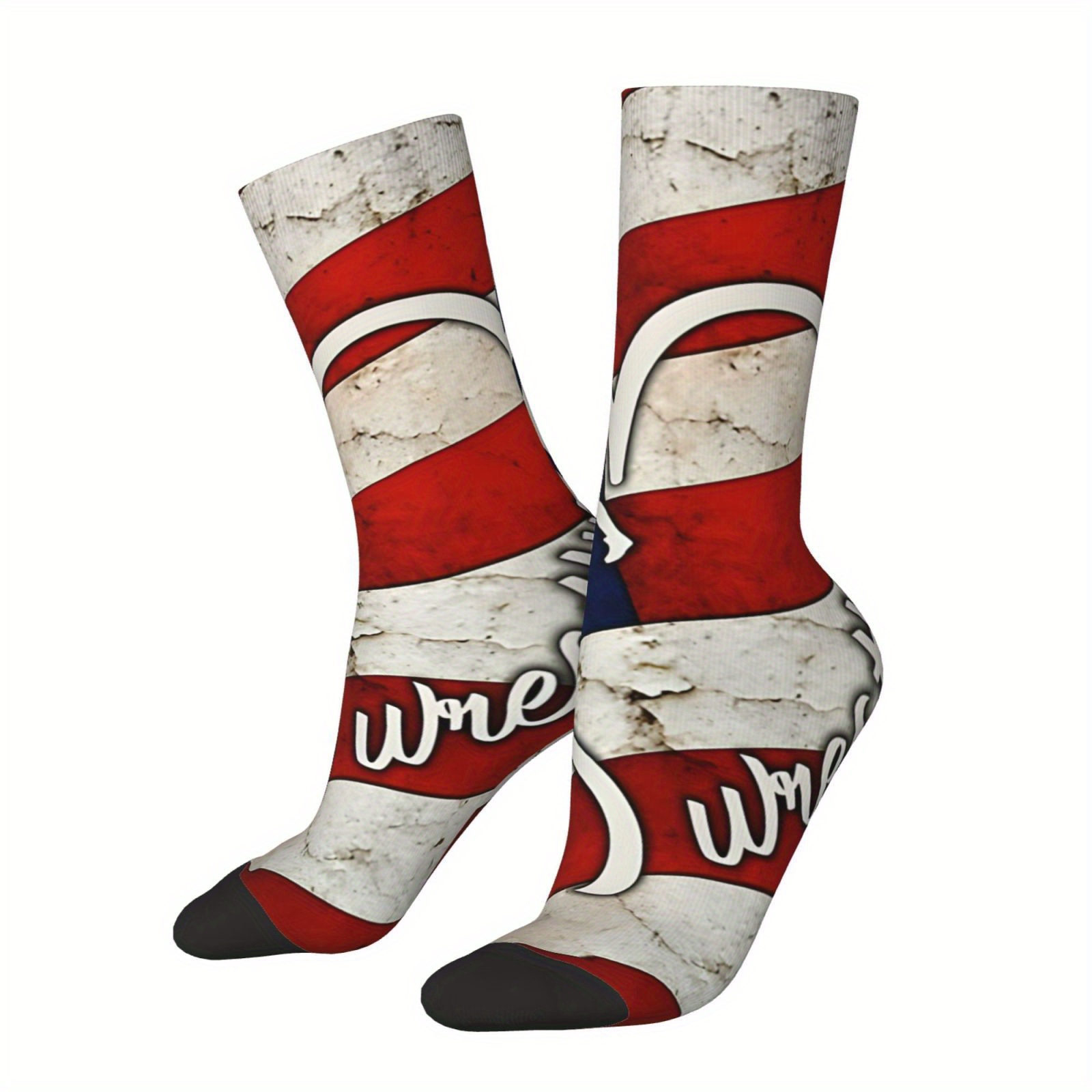 

Retro Hip Hop American Flag Socks, Seamless, Fun Novelty Crew Socks For , Perfect Gift, For Autumn