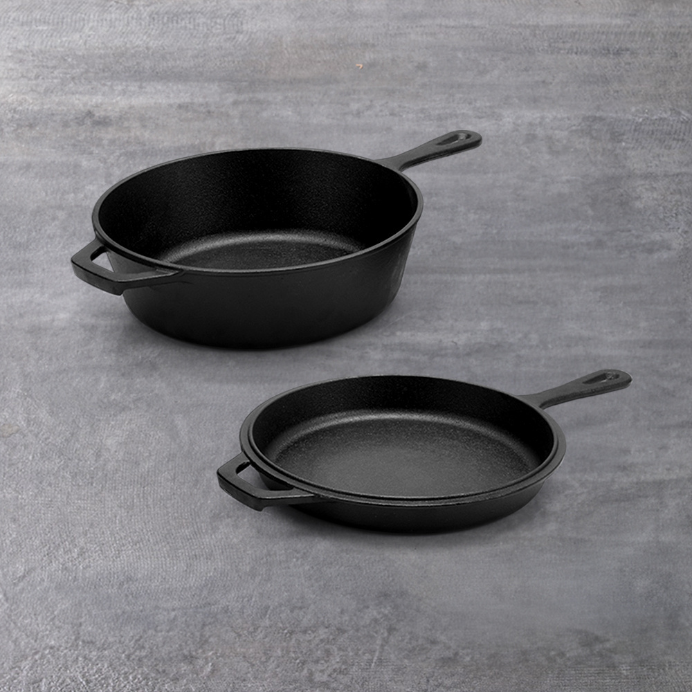 TEMU Cast Iron Camping Stew Pot, Frying Pan, Cooking Tool, Cast Iron Pot With Handle And Lid, Used As A Frying Pan And Barbecue Pan, Black, 40 X 26 X