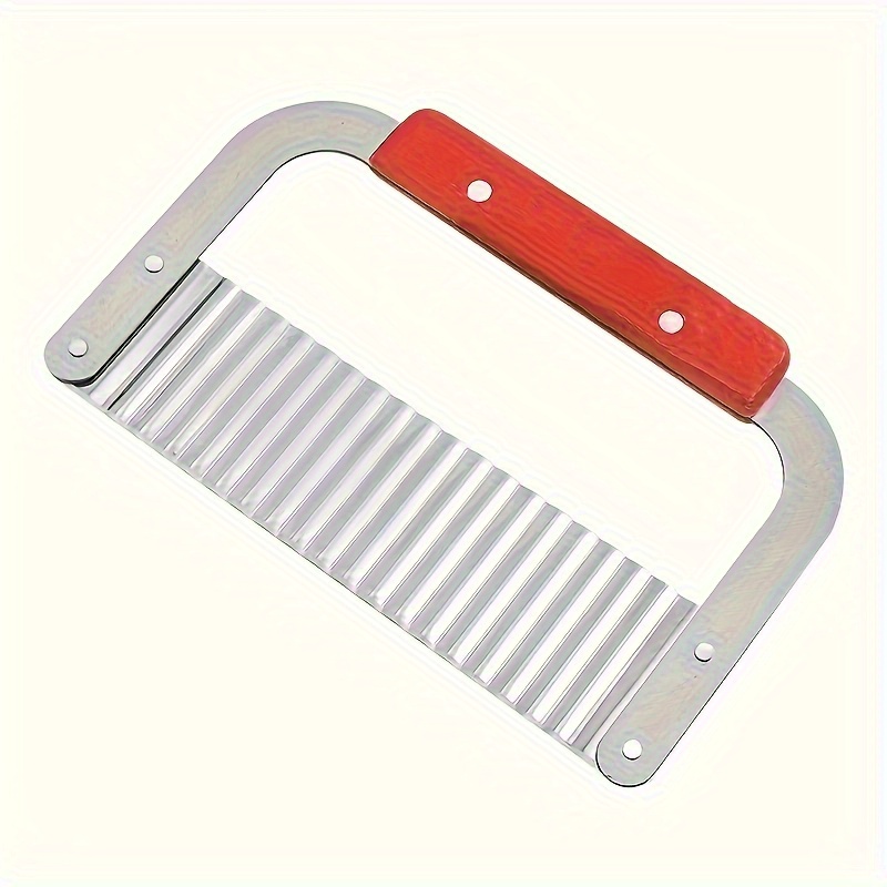 TEMU Potato Chip Cutter Made Of Stainless Steel With A Wavy Serrated Blade, Ideal For Slicing Vegetables Into Waffle Shapes, Serves As A French Fry