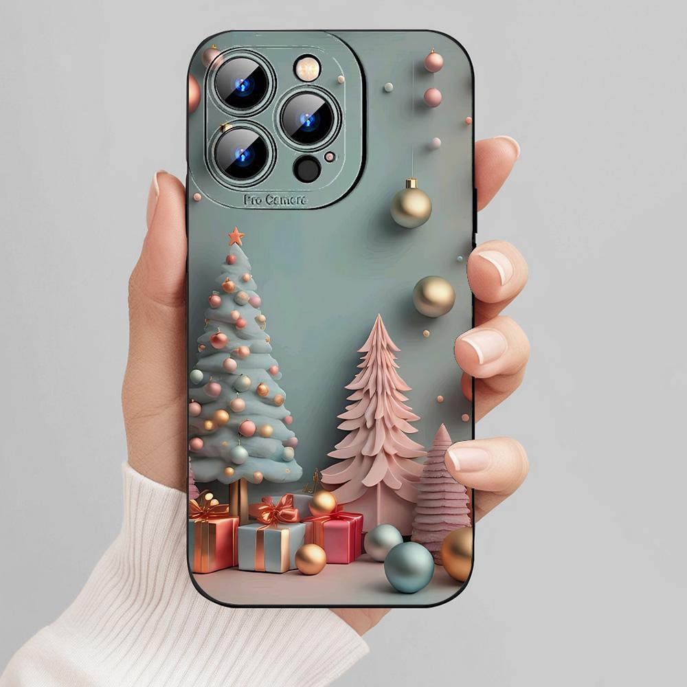 

Jit Christmas Christmas Shockproof With Lens Protection, Tpu Black Phone Mobile Phone Accessories Compatible With For Iphone11/12/13/14/15/16/pro Max Or Case Gift