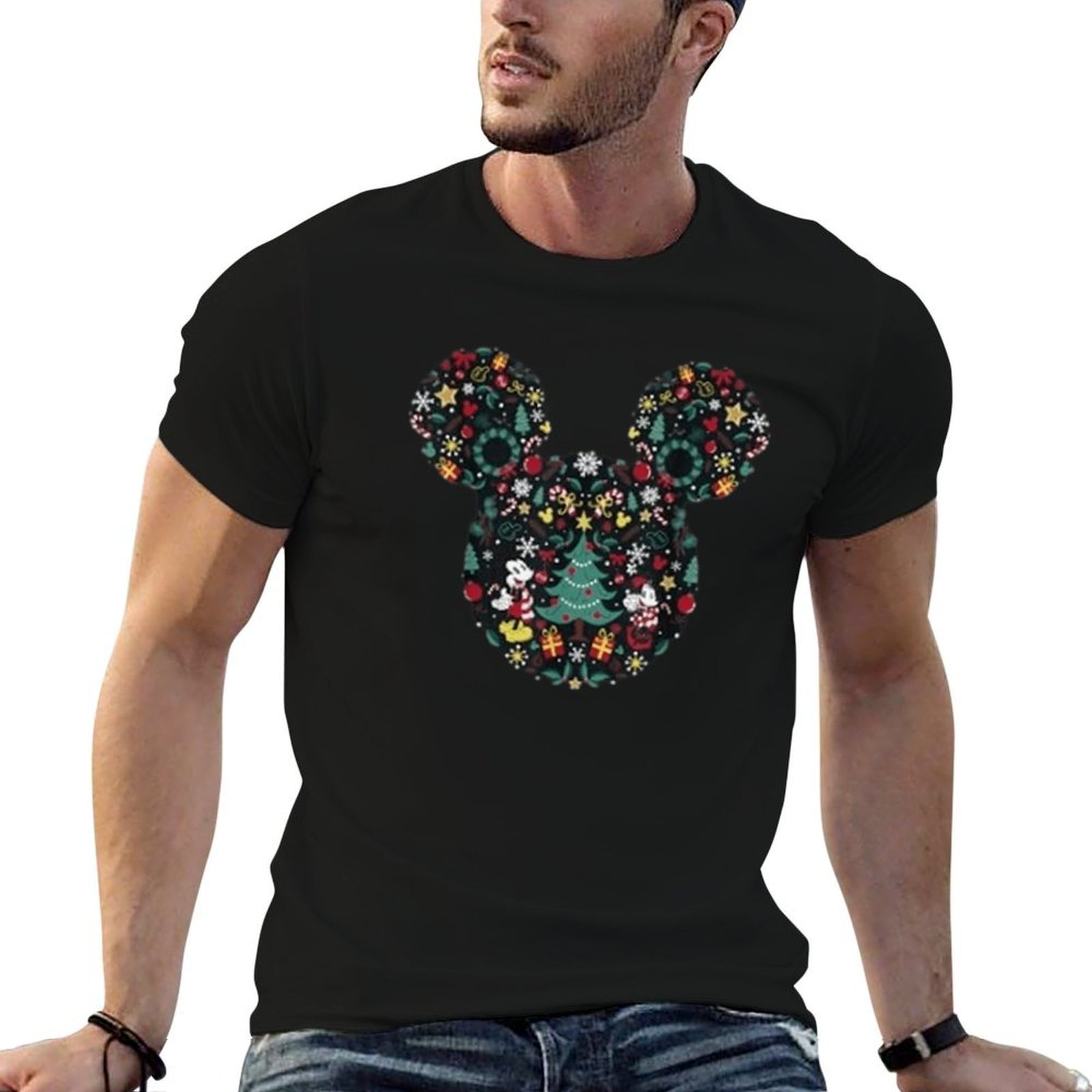 

1pc, Authorized, Best Outfits For Christmas, Men's Casual, Comfortable, Pure Cotton, Round Neck T-shirt