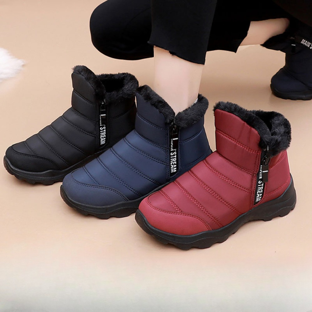 Botas de Nieve para Mujer con Forro Polar Botines Altos Invernales Con  Cremallera PU Antideslizante y Plantilla Acolchada, /* */*/