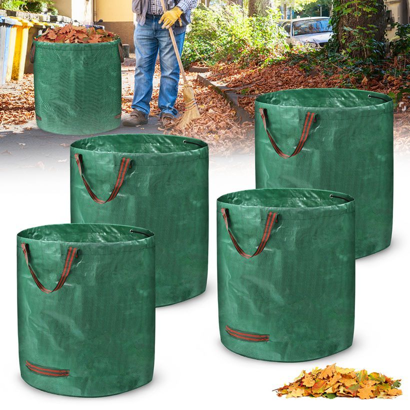 

272 L Garden Waste Bags, Leaf Bags Garden Rubbish Bags, Self-standing For Garden Waste, Polypropylene Fabric, 150 G/m², Green