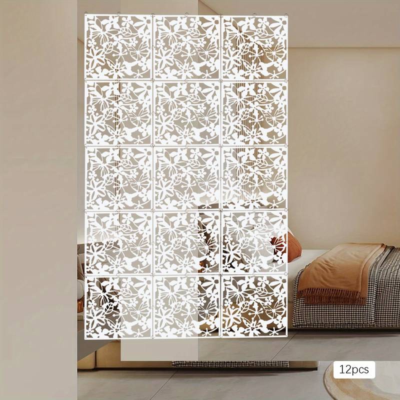 12 Pezzi Divisorio Per Stanze A Pannelli - Design Cavo In Plastica, Decorazione Parete Bianca