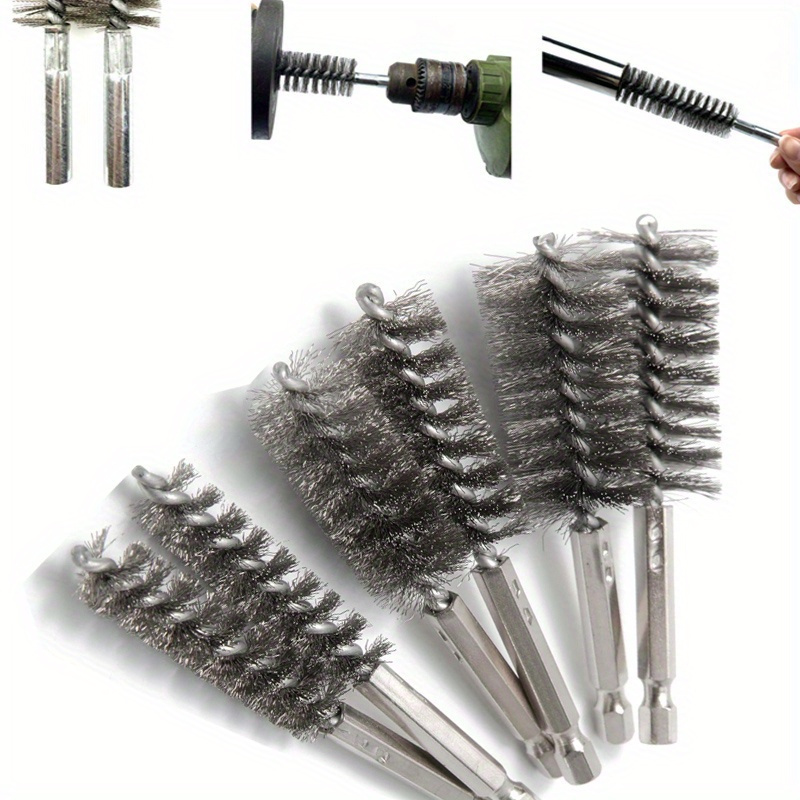 

Hexagonal Handle Electric Drill With Stainless Steel Hole Brush, Stainless Steel Brush, Multi Size 1/ 2 "3/ 4" 1 "pipe Cleaning Brush Set, Suitable For Industrial And Cleaning