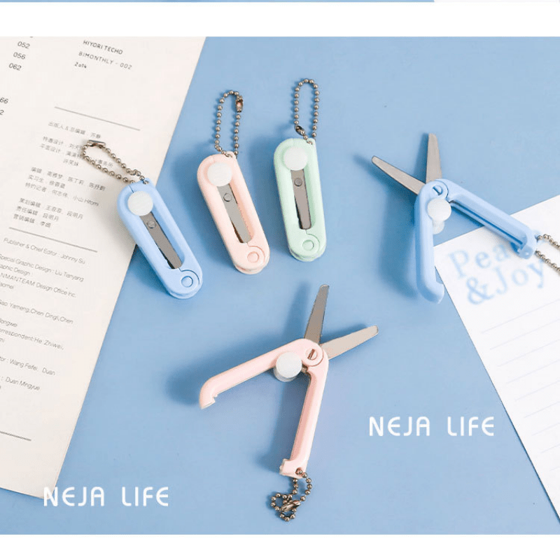 

3pcs Portable Folding Mini Scissors, Retractable Multifunctional Stainless Steel Safety Scissors, Other Plastic Material, For Age 14+