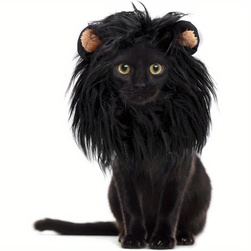 

Entertaining, Lion Mane Cat Wig - Soft Polyester, Halloween & Christmas Costumes, Fits Small To Medium Cats (size S, Black)