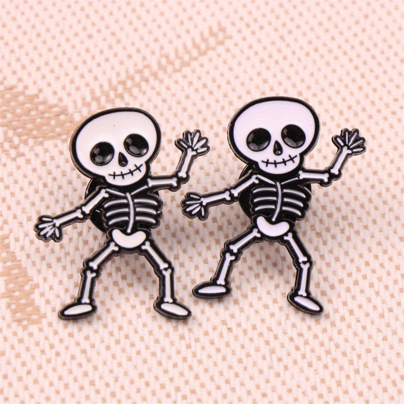 Image of 1pc/2pcs Unique Dancing Skeleton Brooch, Creative Halloween Badge, Decorative Accessory For Hats, Backpacks, Jackets, Shirts, Bags, And Costumes, Ideal Gift For During Festivals