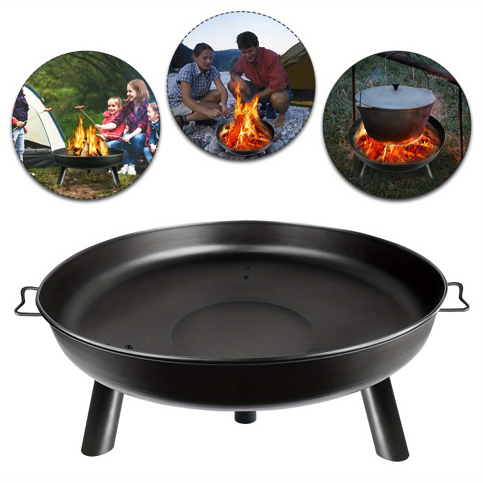 

Round Fire Bowl Diameter 80 Cm With Water Drain Hole, Garden Fire Pit For Patio And Balcony, And Fire Basket, Metal Fire Bowls For Heating/bbq