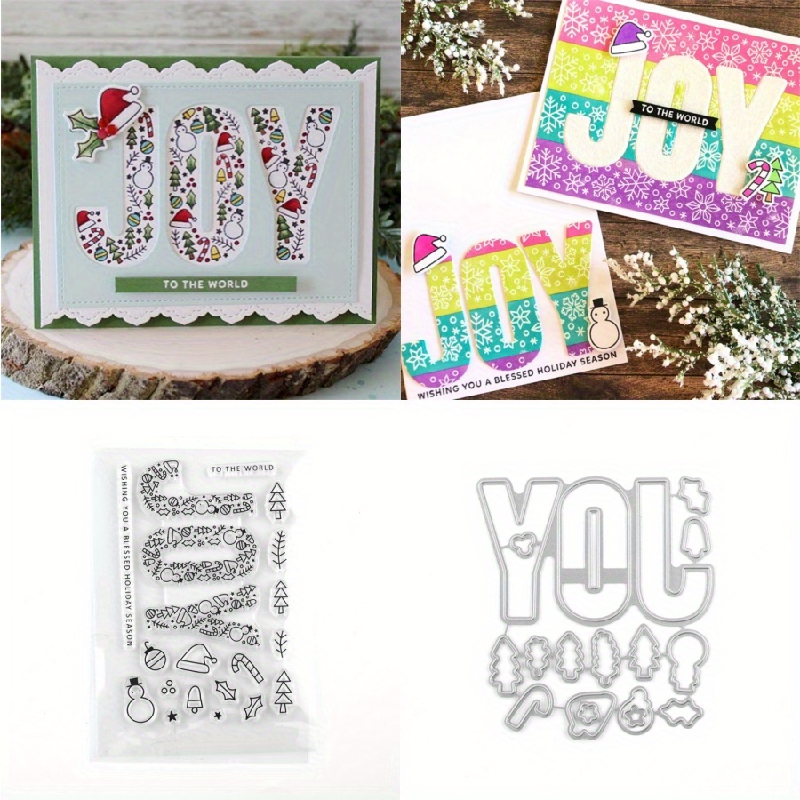 

Holiday Stamp Set & Metal Dies For Diy Scrapbooking, Photo Albums, Craft Cards & More - Suphike