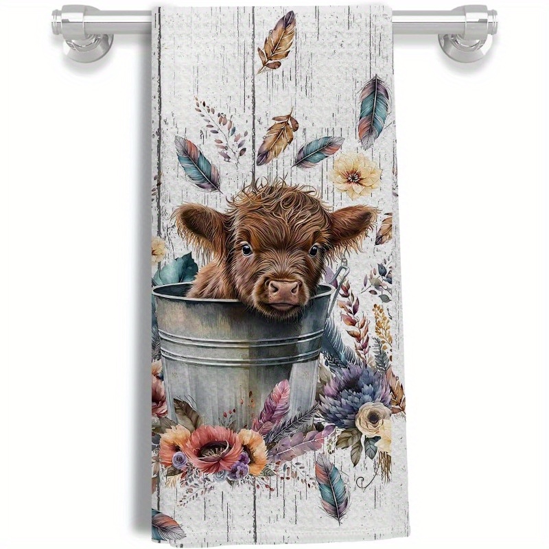 

1pc Set, Kitchen Dish Towel, Farmhouse Kitchen Towel Hand Towel, Western Farmhouse Kitchen Bathroom Dish Towel, Cattle Lover Farm Girl Women Gift, Kitchen Decor, 18x26inches