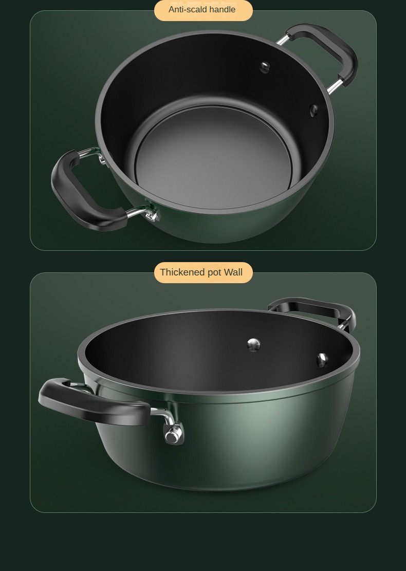 cast iron enamel braiser with lid 4l large capacity heat   non stick soup pot thick walled cooking pot for home kitchen stew noodle cooking details 5