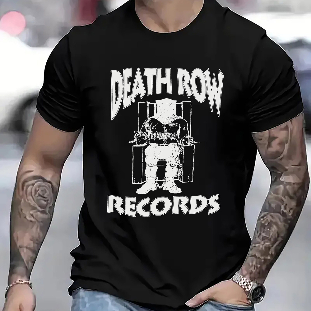 

Men's Casual Fashion T-shirt, " Records" , Round Neck Short Sleeve Tee, Summer For Camping, Polyester Knit Fabric, Regular Fit, Adult Size
