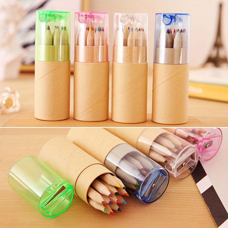 

24pcs Mini Wooden Pencils With Built-in Sharpener, Drawing Pencils Set, School Stationery Supplies, Pvc Material, No Battery Required