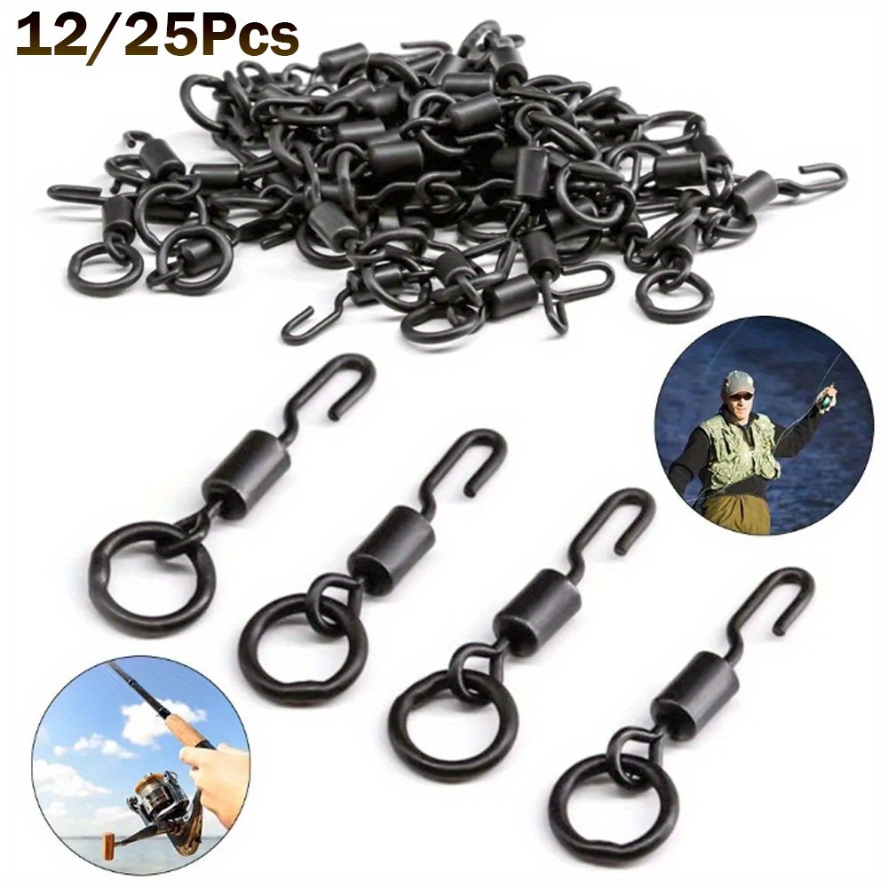 

12/25pcs Copper Spinner Swivel, Ronnie Rig Carp Micro Hook Swivel Tackle Connector, Fishing Accessories For Sport & Outdoor Fishing Gear