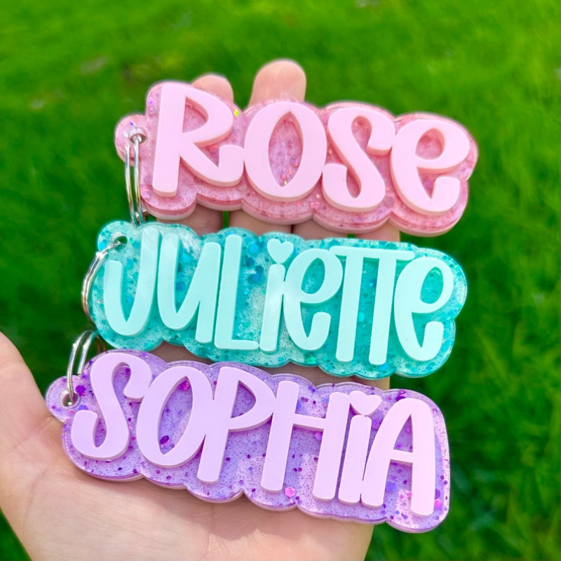 

Organization| Custom Acrylic Keychain With Glittery Letter Design - Personalized "rose " Name Tag For Bags, Lunch Boxes & Backpacks - Ideal Birthday Gift For & Women