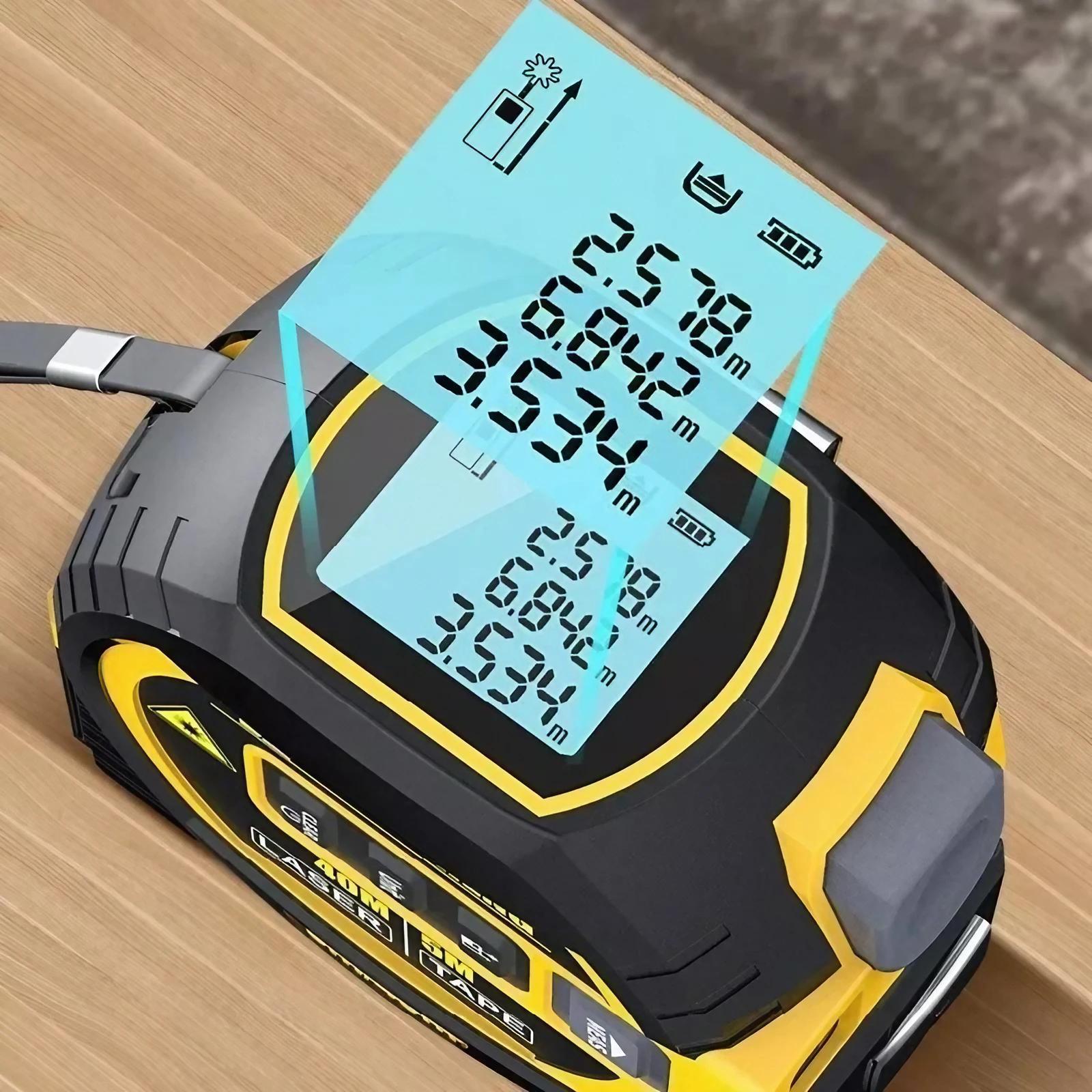  1pc 3 in 1 laser tape measure infrared distance measuring tool battery powered plastic for room floor wall door window construction projects 36v 0 4mw 1mw details 3