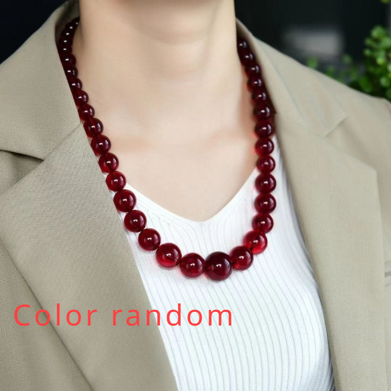 

Boho-chic Blood Amber Beaded Necklace - & Stylish For Casual Attire