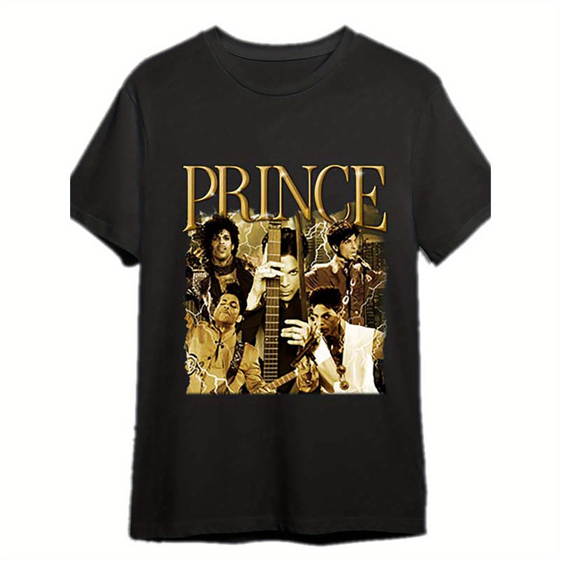 

Prince , Prince Vintage 1990s Style 340737 Funny Men's Short Sleeve Printed T-shirt Series Black Pr