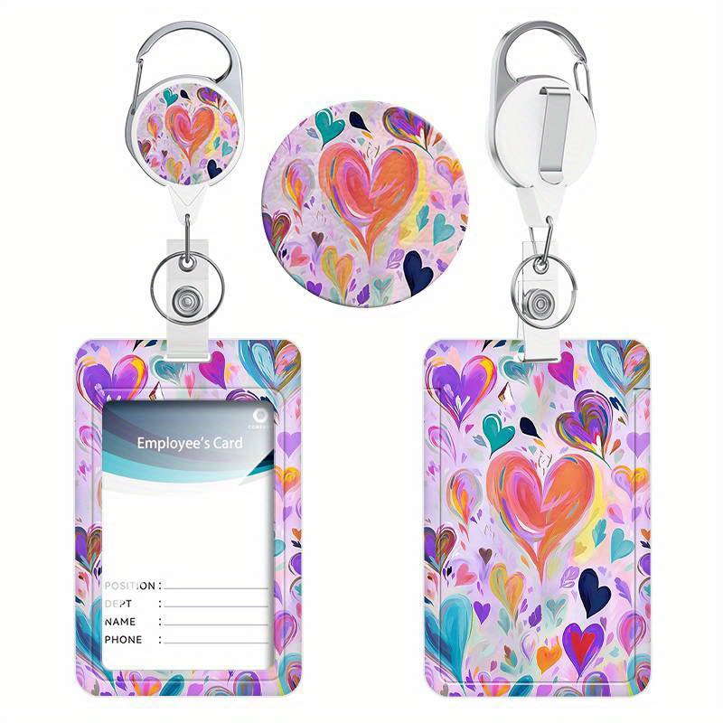 TEMU 2d A Colorful Hand-drawn Heart-shaped Expandable Vertical File Folder Suitable For Work Documents, Bus Cards, And Cards, Ideal For Doctors,