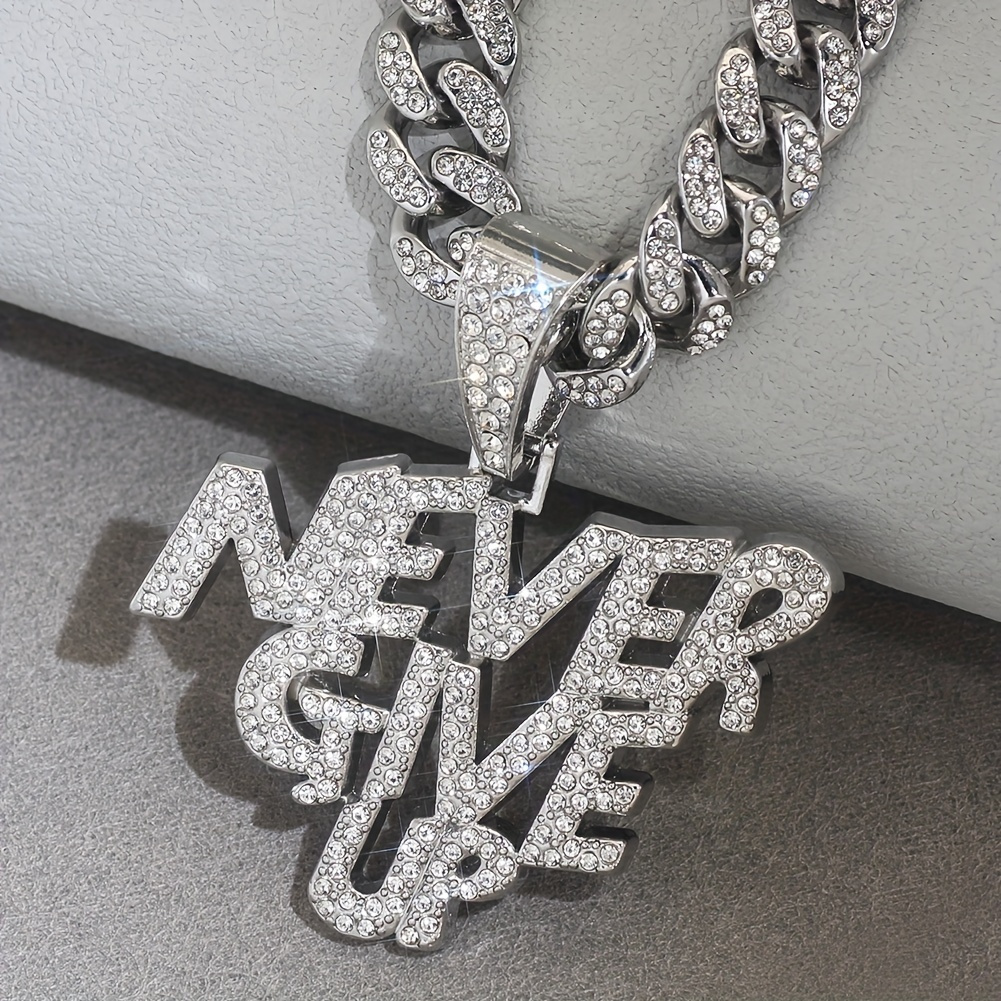 TEMU 1 Give Up Pendant Ice Necklace For Men And Women