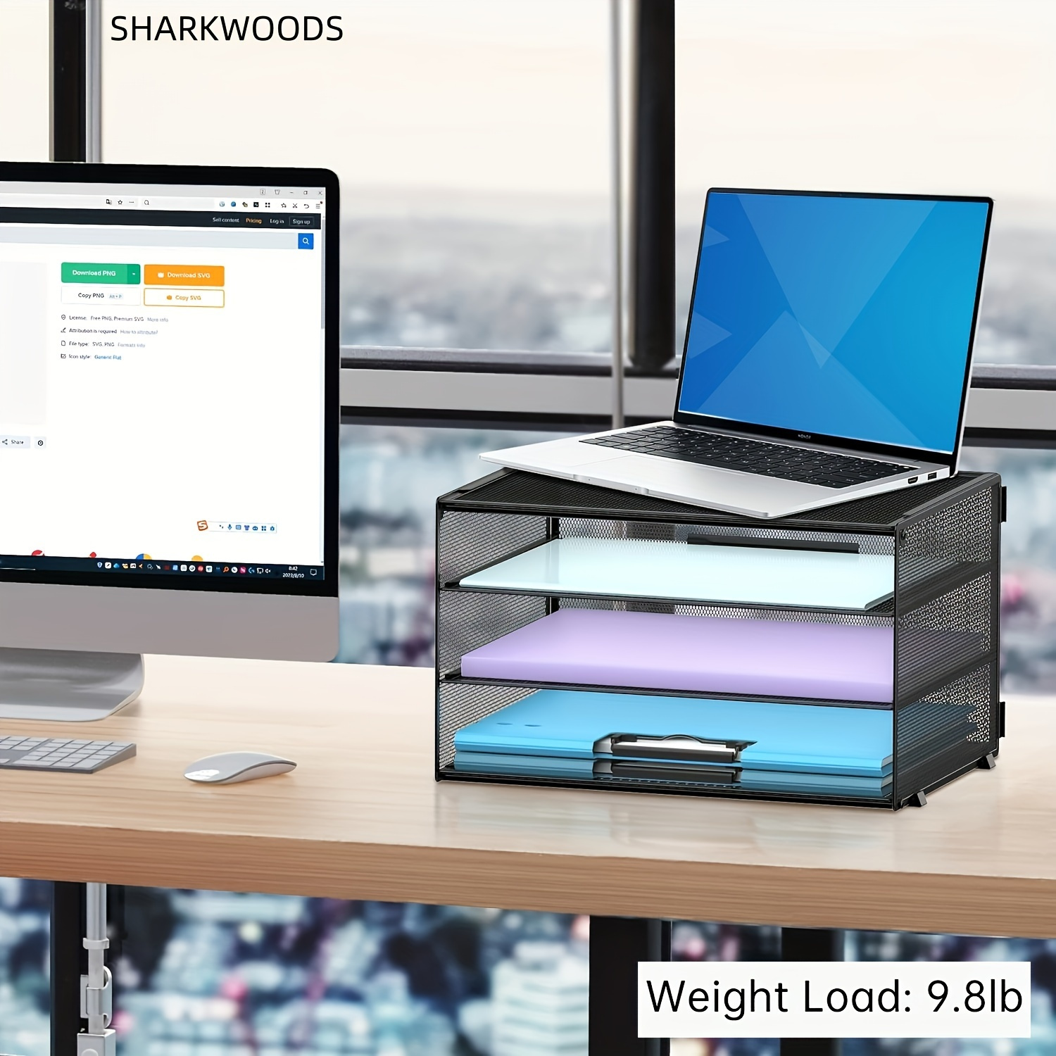 

Sharkwoods 3-tier Paper Tray Desk Organizer, Mesh Desktop File Storage Cabinet, Suitable For Home And Office