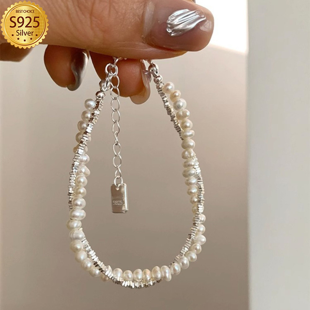 

Pearl Strand Bracelet With Shell Pearls, Twist For And Gift-, , Suitable For All - Jewelry Gift