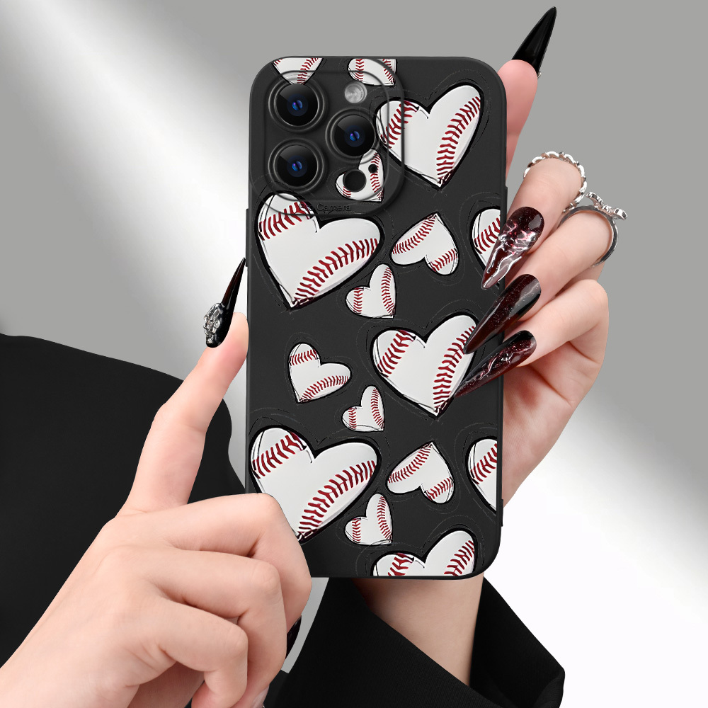 

Heart Shaped Baseball Pattern Phone Case Compatible With Iphone 15 14 11 Xr Plus Pro , Perfect Gift For , Christmas Deco/gift For Birthday, Girlfriend, Boyfriend, Friend Or Yourself