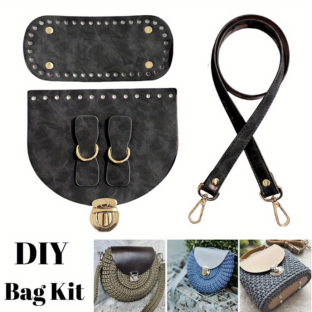 

1pc / 1set Accessories For Handbags 5pcs Diy Crochet Bag Kit Handmade Bag Bottom New Diy Leather Bag Strap For Making Bags