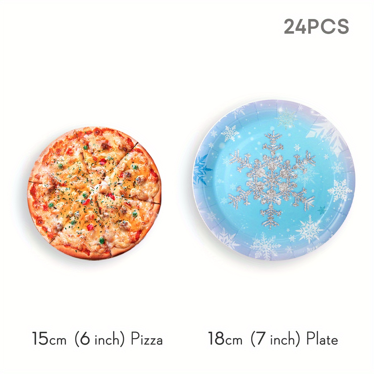 10/24pcs Snowflake Party Paper Plates Set, Disposable Winter Theme Tableware With Gradient And Silvery White Snowflake Design, Decorations For Christmas, Wedding, Birthday Celebration