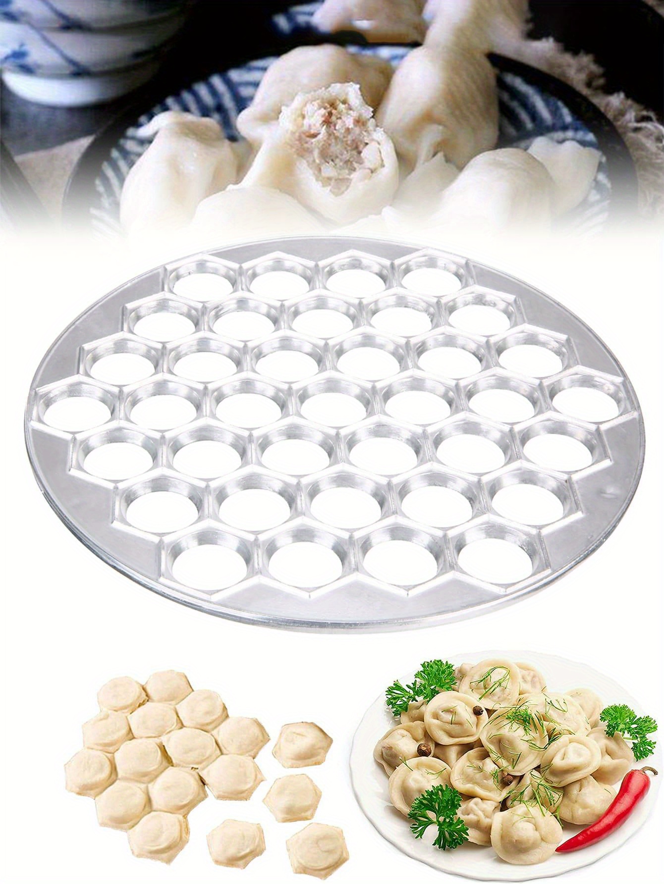 1pc silvery ravioli maker 37 holes dumpling mold for easy and   homemade dumplings details 0