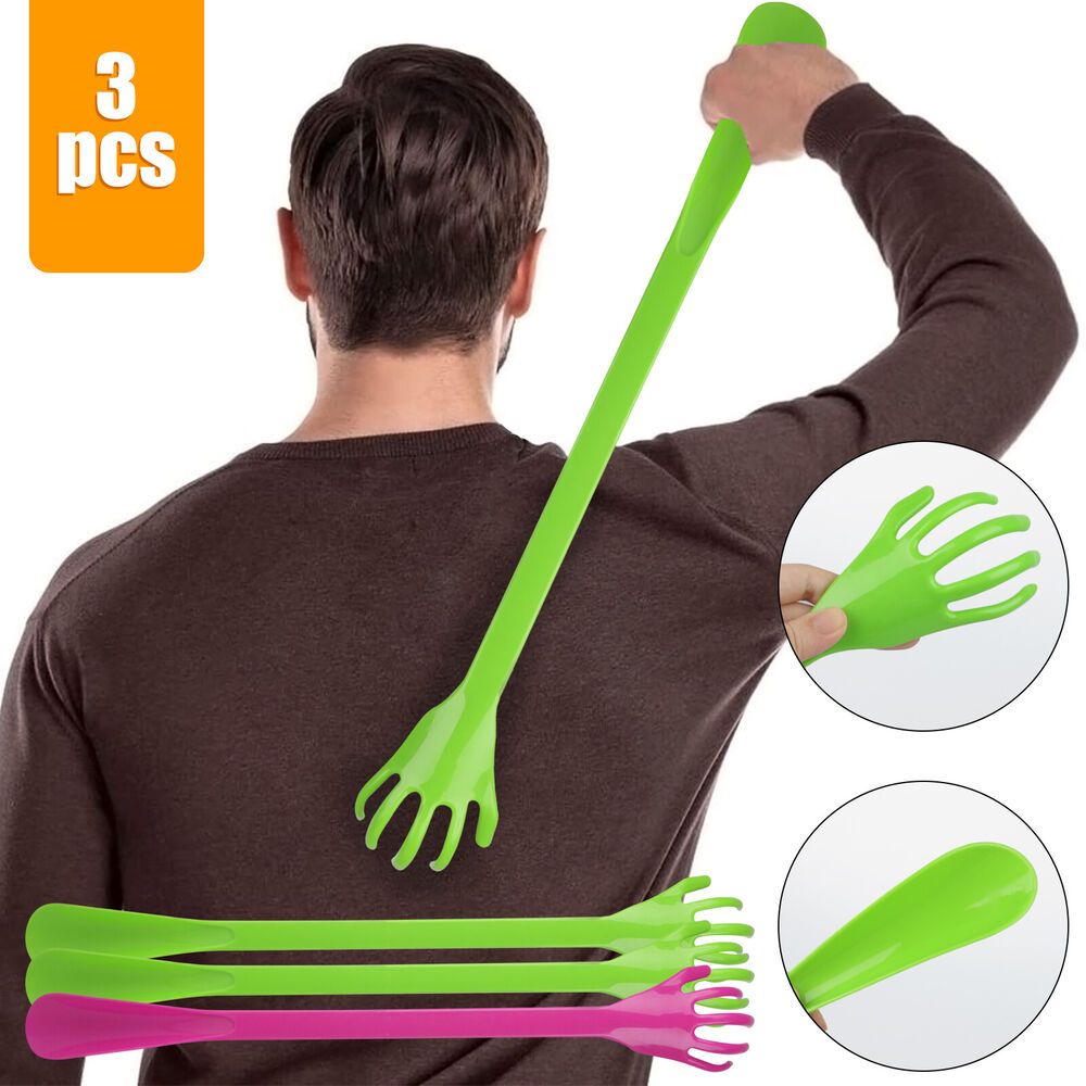 Image of 3x 20" Plastic Hand Back Scratcher Massager Pick Long Shoehorn