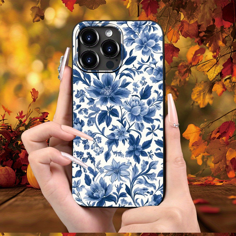 

Creative Blue And White Porcelain Style Floral Print Mobile Phone Case For Iphone 15 14 11 Xs Xr X 7 8 Plus Pro