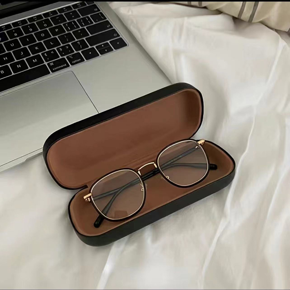 chic   series hard shell eyeglasses case     leather scratch resistant protective cover for fashion glasses glasses details 3