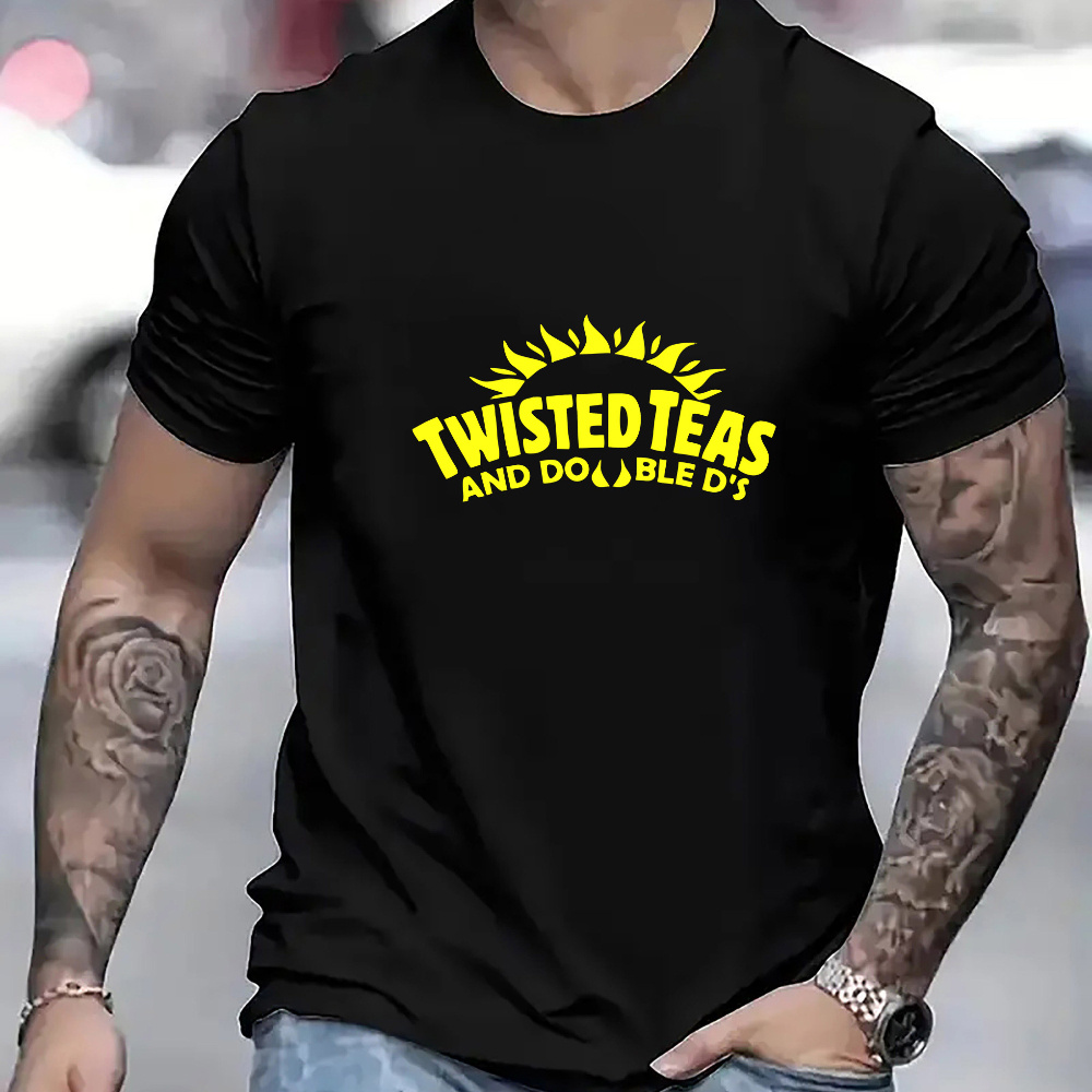 

Men' Casual T-shirt, "twisted Teas And D's" Print, Round Neck Short Sleeve Tee, , Comfortable Polyester Knit Top, Regular Fit, Adult Size