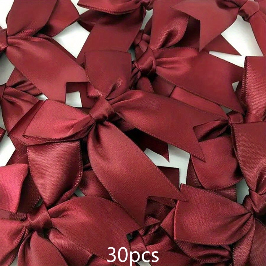 12/30pcs Fabric Ribbon Bow With Golden Satin Ribbon Tail Bow Knot For Gift Wrapping Party Decoration Mixed Color Lovely Bow Tie For Gift Packaging