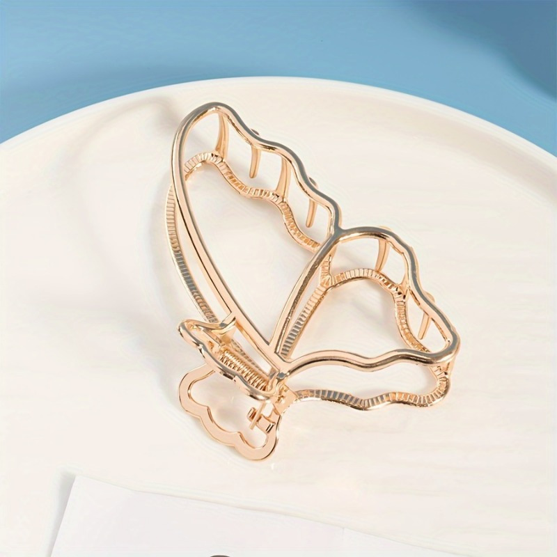 TEMU 1pc, Elegant Cute Simple Hair Grip, Hollow Design Alloy Hair Clip, Women Girls Daily Party Outdoor Decors, Electroplated Color Preserving Hair