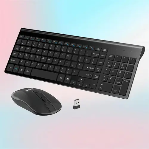combo wireless usb mouse and computer keyboard set compact and silent for windows laptop desktop pc